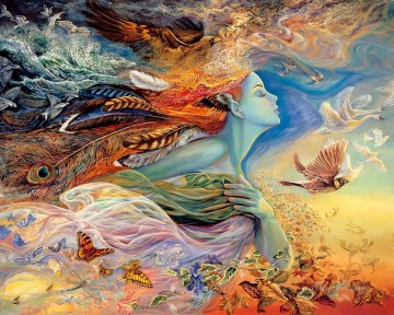 ファンタジー Painting - ファンタジーの天使と鳥の蝶